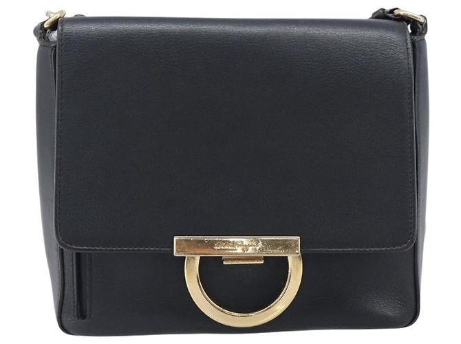 Borsa a tracolla Salvatore Ferragamo in pelle nera e oro Auth 199863A Nero D'oro - vista 2