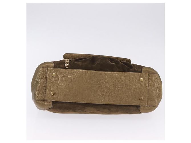 Borsa a tracolla CARTIER Camoscio Verde Oro Auth 203184V D'oro - vista 11
