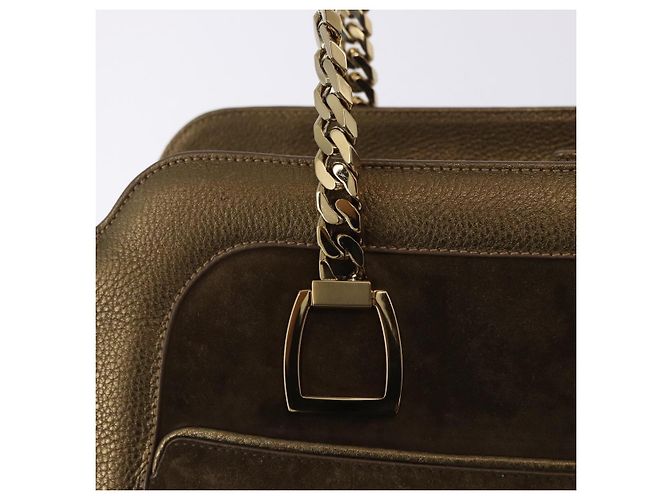 Borsa a tracolla CARTIER Camoscio Verde Oro Auth 203184V D'oro - vista 17