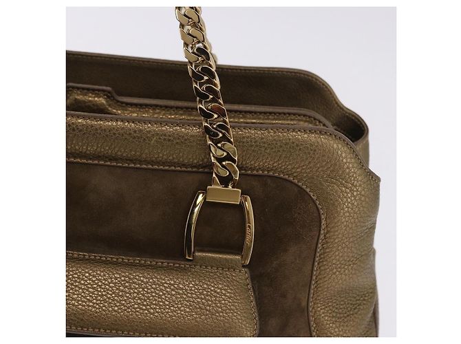 Borsa a tracolla CARTIER Camoscio Verde Oro Auth 203184V D'oro - vista 18