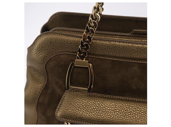 Borsa a tracolla CARTIER Camoscio Verde Oro Auth 203184V D'oro - vista 19