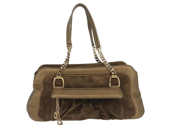 Borsa a tracolla CARTIER Camoscio Verde Oro Auth 203184V D'oro - vista 2