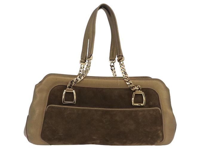 Borsa a tracolla CARTIER Camoscio Verde Oro Auth 203184V D'oro - vista 3