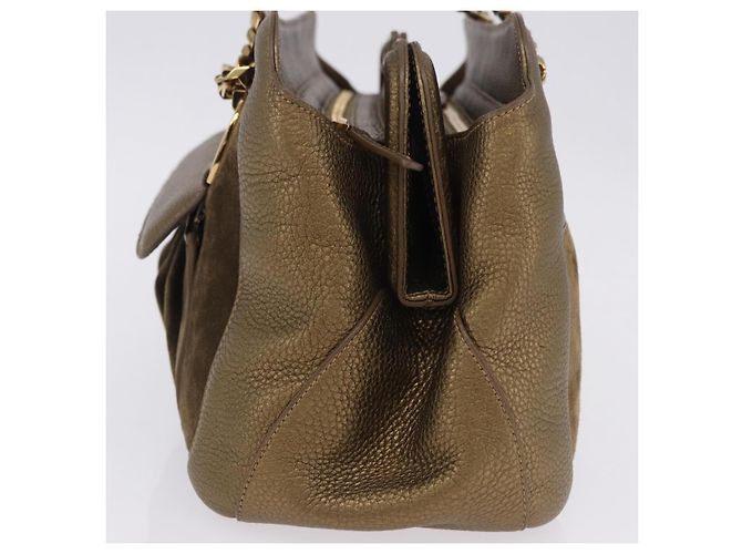 Borsa a tracolla CARTIER Camoscio Verde Oro Auth 203184V D'oro - vista 4