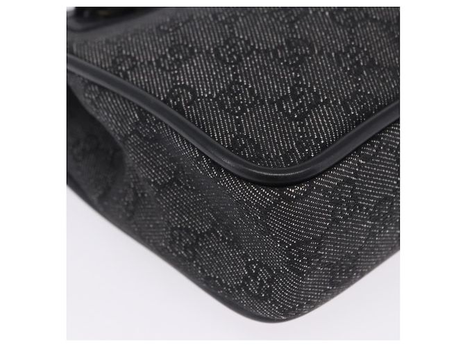 Sac cabas GUCCI GG Canvas Noir Or 92730 Auth 203446V Doré - vue 10