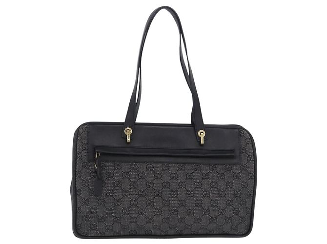 Sac cabas GUCCI GG Canvas Noir Or 92730 Auth 203446V Doré - vue 2