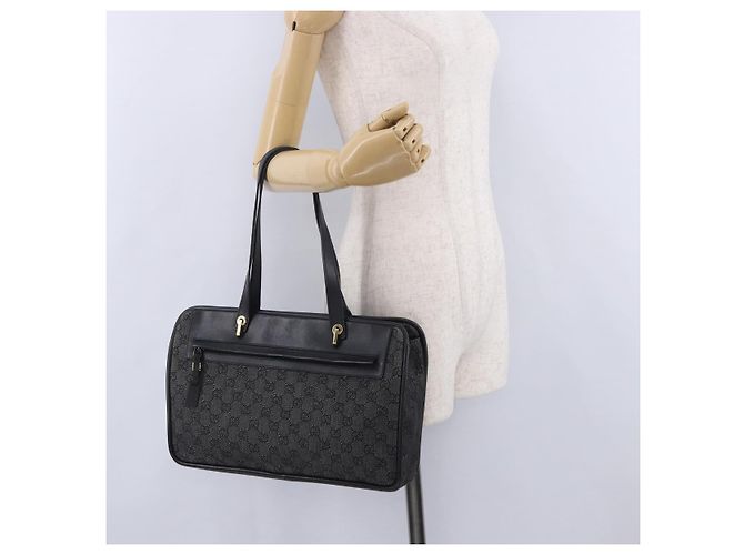 Sac cabas GUCCI GG Canvas Noir Or 92730 Auth 203446V Doré - vue 29