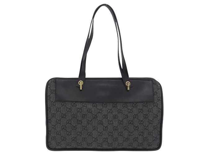 Sac cabas GUCCI GG Canvas Noir Or 92730 Auth 203446V Doré - vue 3