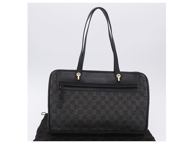 Sac cabas GUCCI GG Canvas Noir Or 92730 Auth 203446V Doré - vue 30