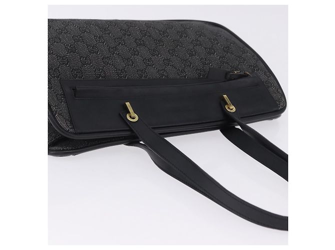 Sac cabas GUCCI GG Canvas Noir Or 92730 Auth 203446V Doré - vue 6