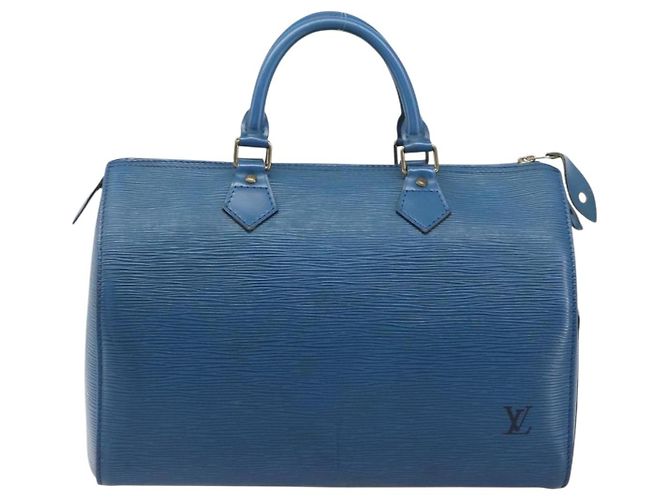 Borsa a mano LOUIS VUITTON Epi Speedy 35 Toledo Blue M42995 LV Auth BA15651 - vista 13