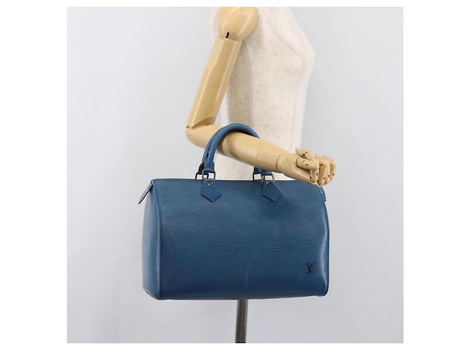 Borsa a mano LOUIS VUITTON Epi Speedy 35 Toledo Blue M42995 LV Auth BA15651 - vista 24