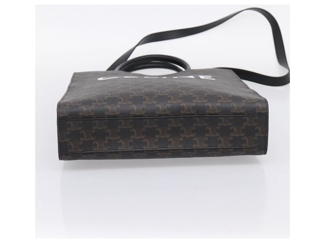 Céline CELINE Triomphe Vertical Cabas Handtasche PVC Schwarz Gold Auth 202581V Golden - Ansicht 11