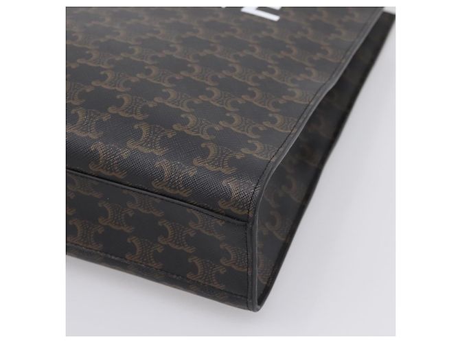 Céline CELINE Triomphe Vertical Cabas Handtasche PVC Schwarz Gold Auth 202581V Golden - Ansicht 12
