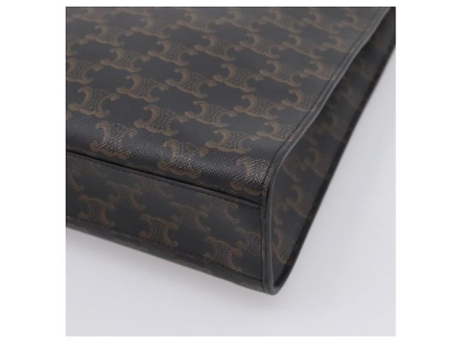 Céline CELINE Triomphe Vertical Cabas Handtasche PVC Schwarz Gold Auth 202581V Golden - Ansicht 14