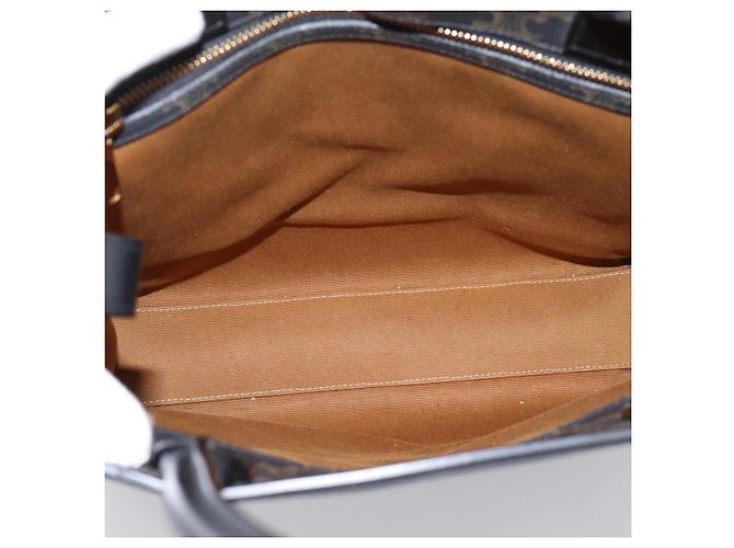 Céline CELINE Triomphe Vertical Cabas Handtasche PVC Schwarz Gold Auth 202581V Golden - Ansicht 16