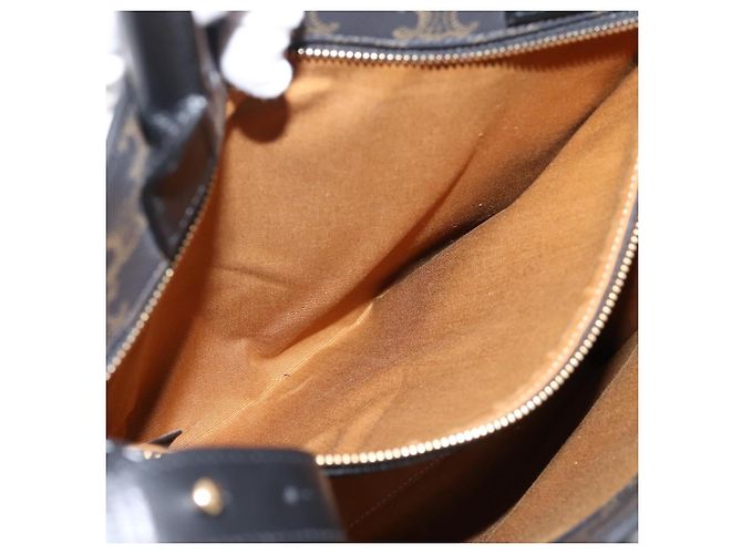 Céline CELINE Triomphe Vertical Cabas Handtasche PVC Schwarz Gold Auth 202581V Golden - Ansicht 20