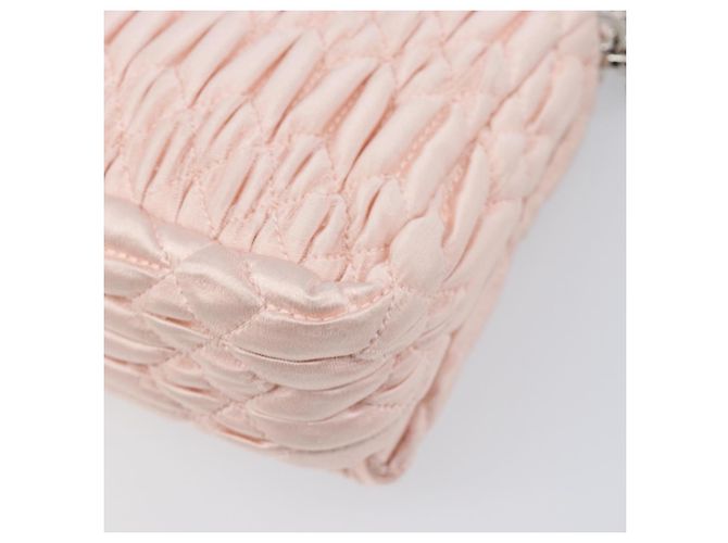Borsa a tracolla Miu Miu Matelassé Bijoux Chain in raso rosa argento Auth 200528V - vista 13