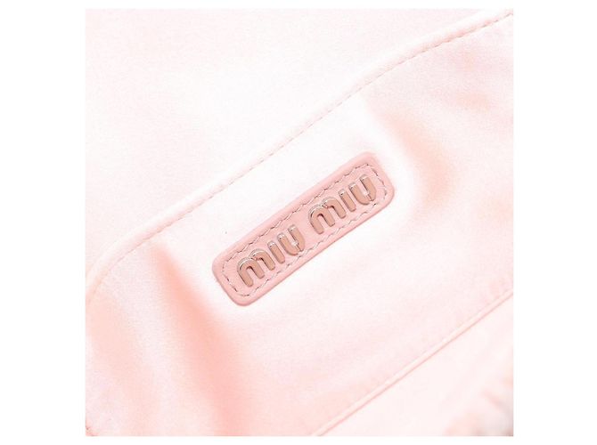 Borsa a tracolla Miu Miu Matelassé Bijoux Chain in raso rosa argento Auth 200528V - vista 18