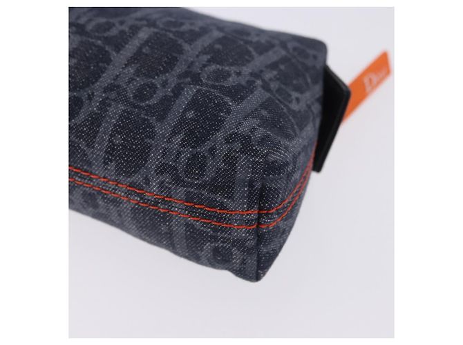 Pouch Christian Dior Trotter Canvas Flight Line Denim Navy Silver Auth 203039A Argento Blu navy - vista 11