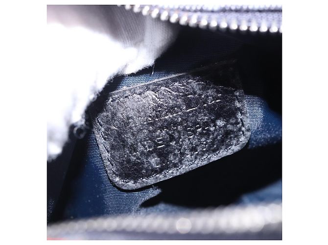 Pouch Christian Dior Trotter Canvas Flight Line Denim Navy Silver Auth 203039A Argento Blu navy - vista 13
