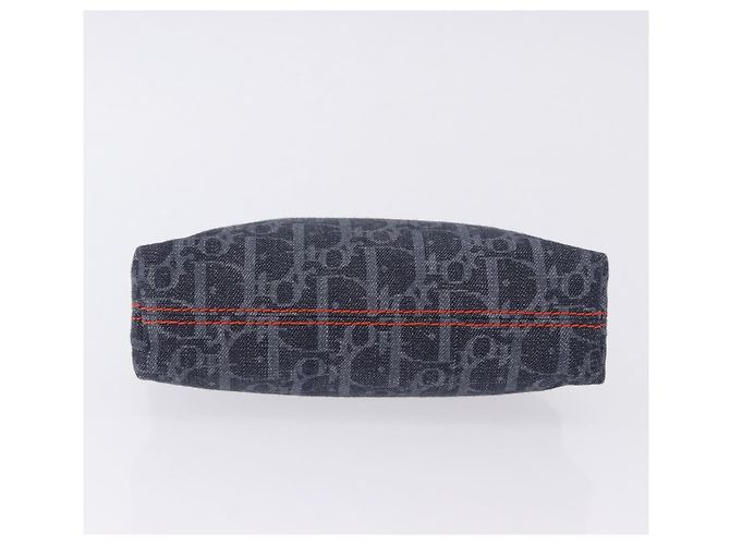 Pouch Christian Dior Trotter Canvas Flight Line Denim Navy Silver Auth 203039A Argento Blu navy - vista 7