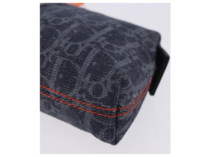 Pouch Christian Dior Trotter Canvas Flight Line Denim Navy Silver Auth 203039A Argento Blu navy - vista 9