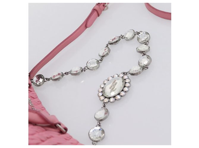 Borsa a mano Miu Miu Matelassé in pelle Rosa Argento Auth ka6078A - vista 10