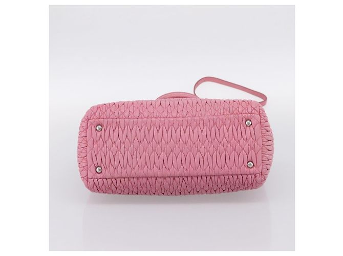 Borsa a mano Miu Miu Matelassé in pelle Rosa Argento Auth ka6078A - vista 13