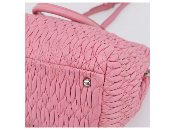 Borsa a mano Miu Miu Matelassé in pelle Rosa Argento Auth ka6078A - vista 14