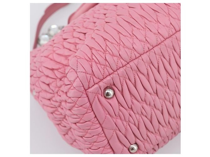Borsa a mano Miu Miu Matelassé in pelle Rosa Argento Auth ka6078A - vista 15