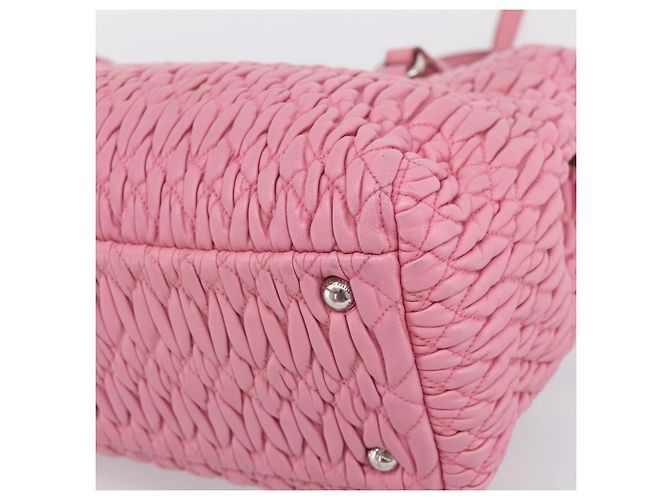Borsa a mano Miu Miu Matelassé in pelle Rosa Argento Auth ka6078A - vista 16