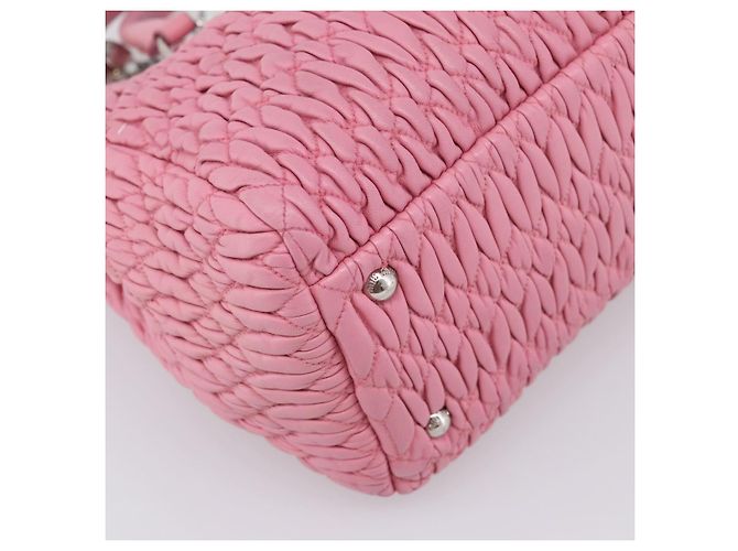 Borsa a mano Miu Miu Matelassé in pelle Rosa Argento Auth ka6078A - vista 17