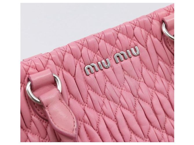 Borsa a mano Miu Miu Matelassé in pelle Rosa Argento Auth ka6078A - vista 18