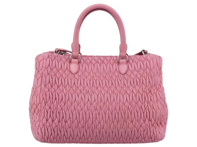 Borsa a mano Miu Miu Matelassé in pelle Rosa Argento Auth ka6078A - vista 3