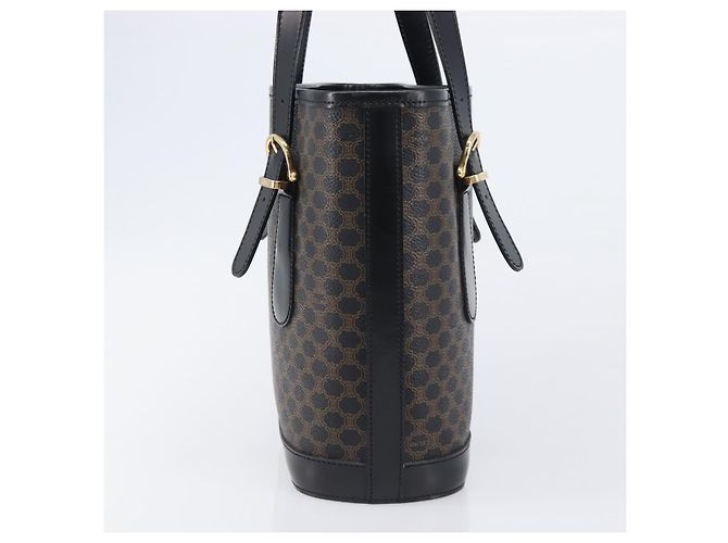 Céline Borsa a mano CELINE Macadam Canvas PVC Leather Black Gold Auth mr2888A Nero D'oro - vista 4