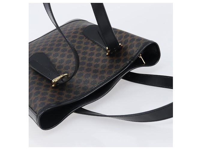 Céline Borsa a mano CELINE Macadam Canvas PVC Leather Black Gold Auth mr2888A Nero D'oro - vista 6