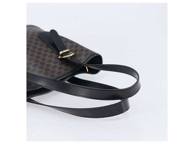 Céline Borsa a mano CELINE Macadam Canvas PVC Leather Black Gold Auth mr2888A Nero D'oro - vista 7