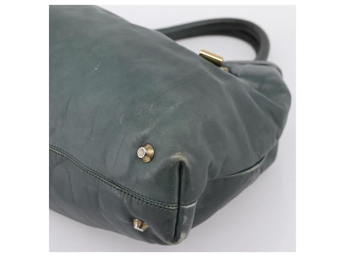 Chloé Borsa Tote Chloe Victoria in Pelle Verde Tono Oro Auth 203354 - vista 10