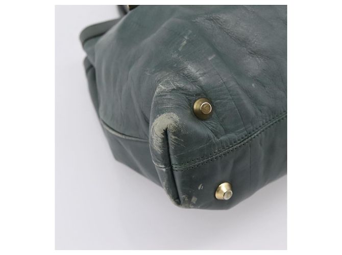 Chloé Borsa Tote Chloe Victoria in Pelle Verde Tono Oro Auth 203354 - vista 11