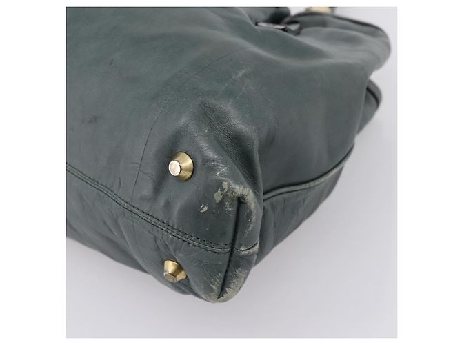 Chloé Borsa Tote Chloe Victoria in Pelle Verde Tono Oro Auth 203354 - vista 12