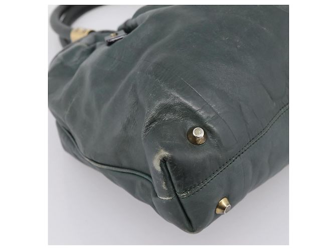 Chloé Borsa Tote Chloe Victoria in Pelle Verde Tono Oro Auth 203354 - vista 13