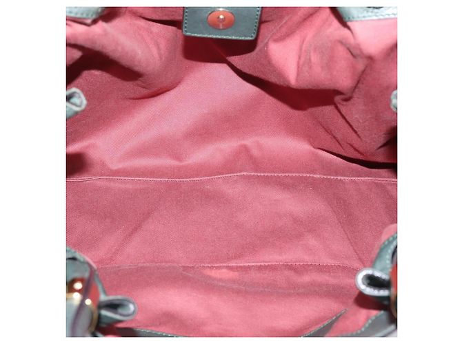 Chloé Borsa Tote Chloe Victoria in Pelle Verde Tono Oro Auth 203354 - vista 15