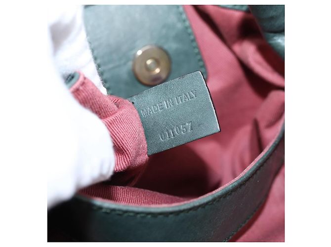 Chloé Borsa Tote Chloe Victoria in Pelle Verde Tono Oro Auth 203354 - vista 19