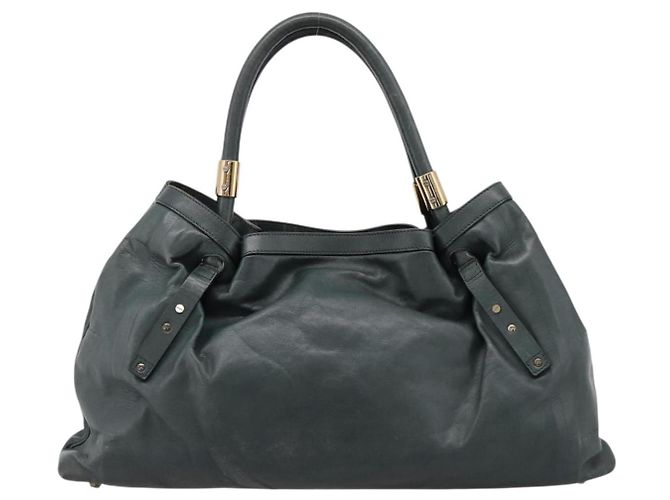 Chloé Borsa Tote Chloe Victoria in Pelle Verde Tono Oro Auth 203354 - vista 3