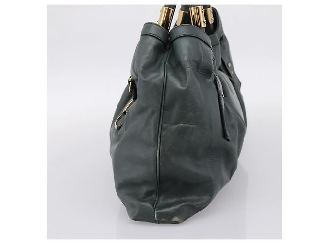 Chloé Borsa Tote Chloe Victoria in Pelle Verde Tono Oro Auth 203354 - vista 5