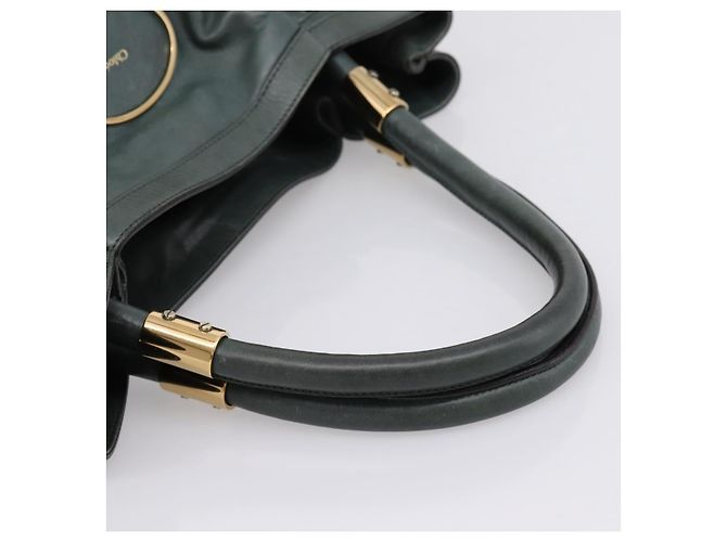 Chloé Borsa Tote Chloe Victoria in Pelle Verde Tono Oro Auth 203354 - vista 7