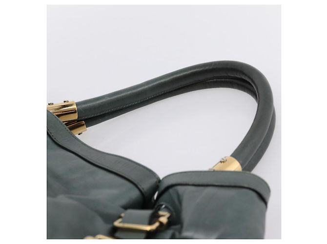 Chloé Borsa Tote Chloe Victoria in Pelle Verde Tono Oro Auth 203354 - vista 8