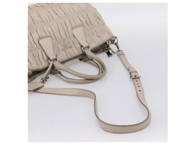 Borsa a mano Prada Gathered in pelle 2way Ivory Silver Auth 202895A Argento Crudo - vista 11