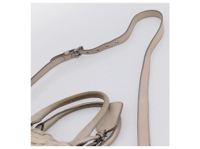 Borsa a mano Prada Gathered in pelle 2way Ivory Silver Auth 202895A Argento Crudo - vista 12